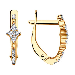 Серьги из золота 585 пробы с фианитом SOKOLOV 51-120-02399-1