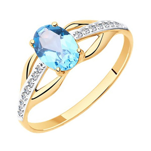 Кольцо из золота 585 пробы с топазом SOKOLOV 51-310-00256-1