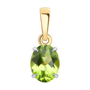 Кулон из золота 585 пробы с хризолитом SOKOLOV 51-330-01929-3