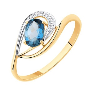 Кольцо из золота 585 пробы с топазом SOKOLOV 51-310-00304-2