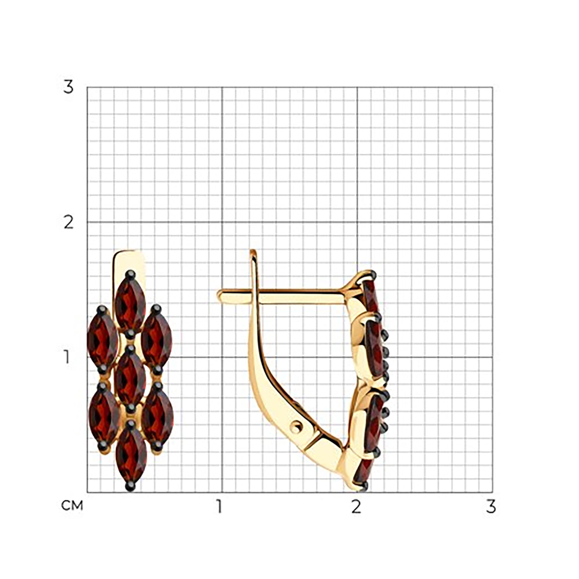Серьги из золота 585 пробы с гранатом SOKOLOV 51-320-01869-2 Золото 585 пр.