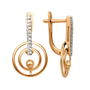 Серьги из золота 585 пробы с фианитом DINASTIA 005412-1102