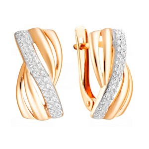 Серьги из золота 585 пробы с фианитом АЛЕКСАНДРА ЮЗ кл3914а-01