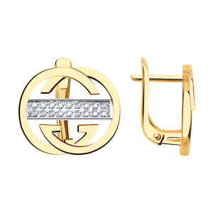 Серьги из золота 585 пробы с фианитом АЛЕКСАНДРА ЮЗ кл4027а-01