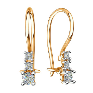 Серьги из золота 585 пробы с фианитом SANIS 01-217779