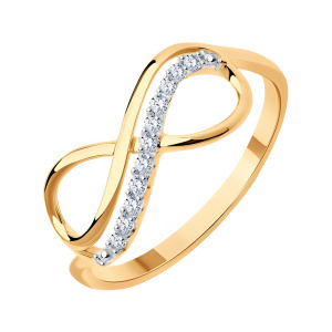 Кольцо из золота 585 пробы с фианитом SOKOLOV 016622