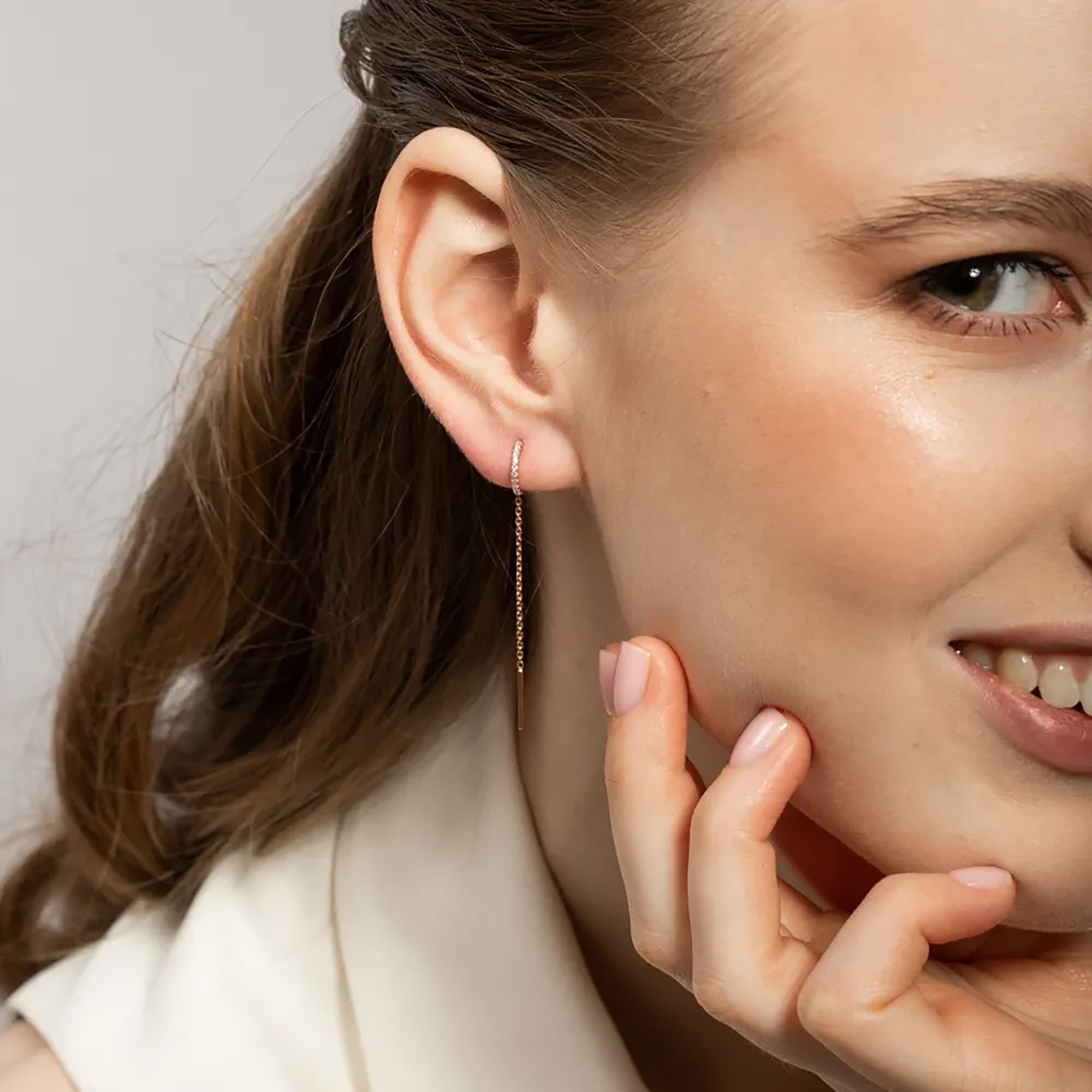 Серьги из золота 585 пробы с фианитом SANIS 01-215434 Золото 585 пр.