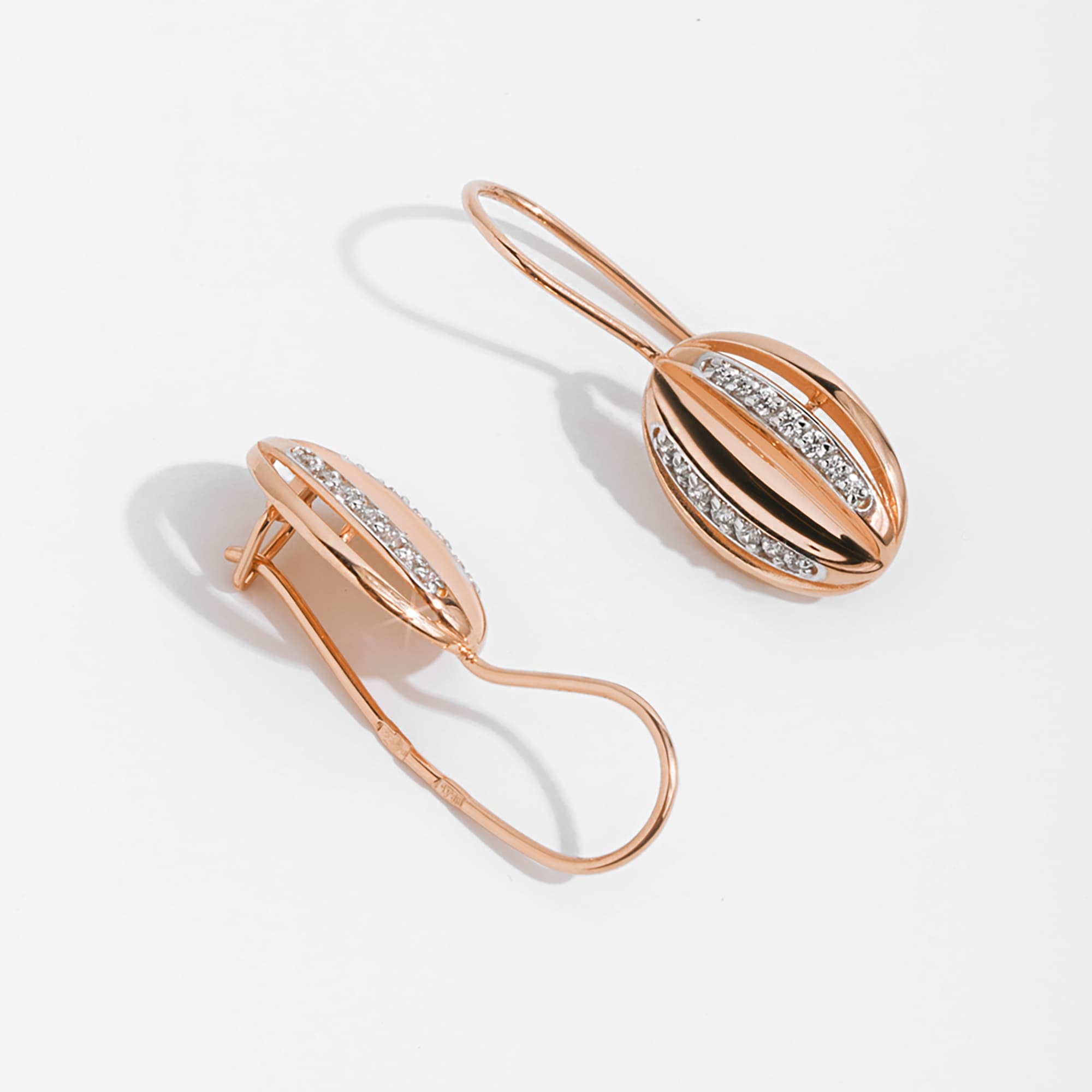 Серьги из золота 585 пробы с фианитом DINASTIA 023412-1102 Золото 585 пр.