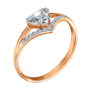 Кольцо из золота 585 пробы с фианитом ГОЛДЕН ГЛОБ КольцоКЛ-02/19,0/Sw/з585