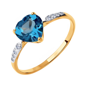 Кольцо из золота 585 пробы с топазом SOKOLOV 714993