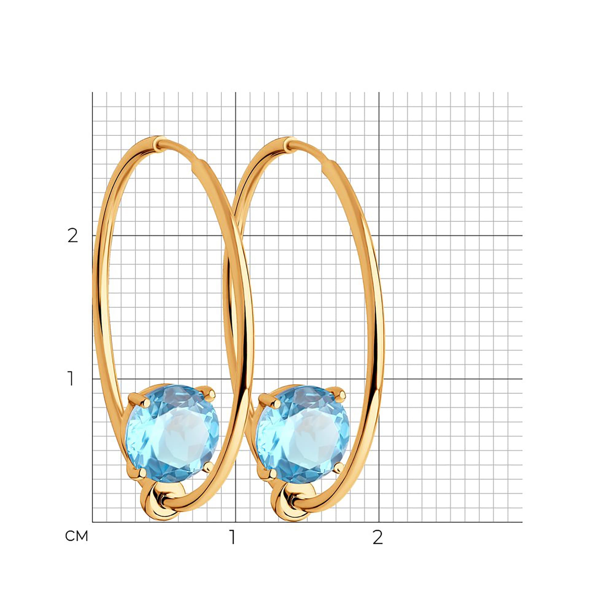 Серьги из золота 585 пробы с топазом SOKOLOV 726824 Золото 585 пр.