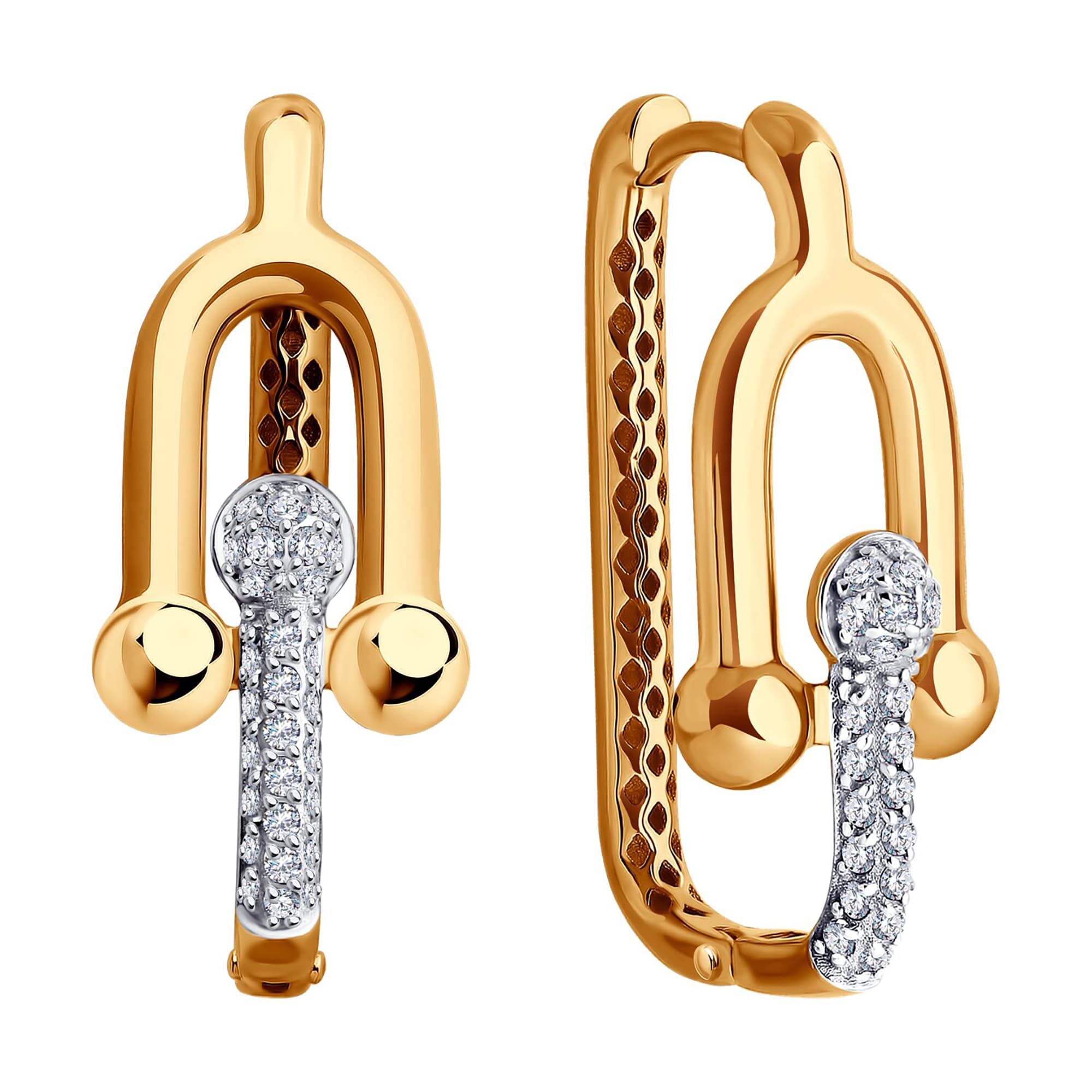 Серьги из золота 585 пробы с фианитом SOKOLOV 0200322 Золото 585 пр.