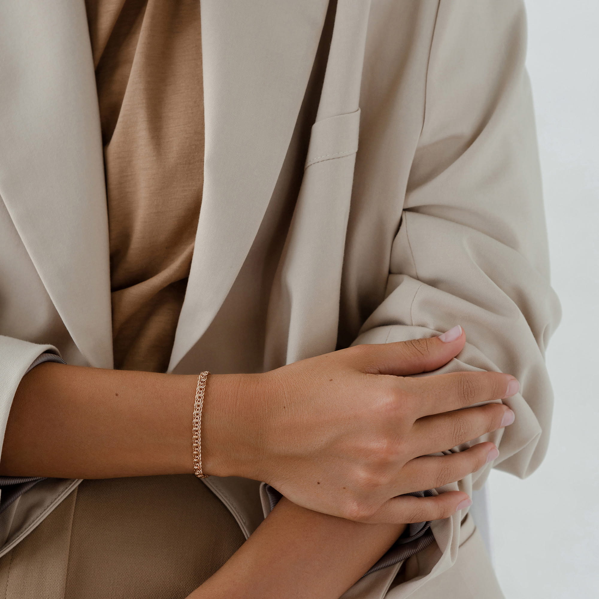 Браслет из золота 585 пробы KRASTSVETMET НБ 12-316ПГ d.0.70 