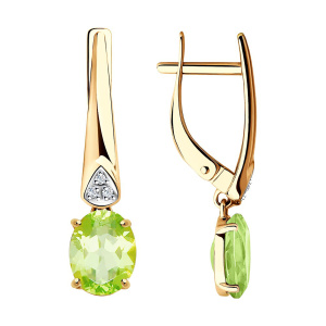 Серьги из золота 585 пробы с хризолитом SOKOLOV 51-321-00216-3