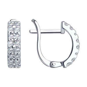 Серьги из серебра 925 пробы с фианитом SOKOLOV 94021916