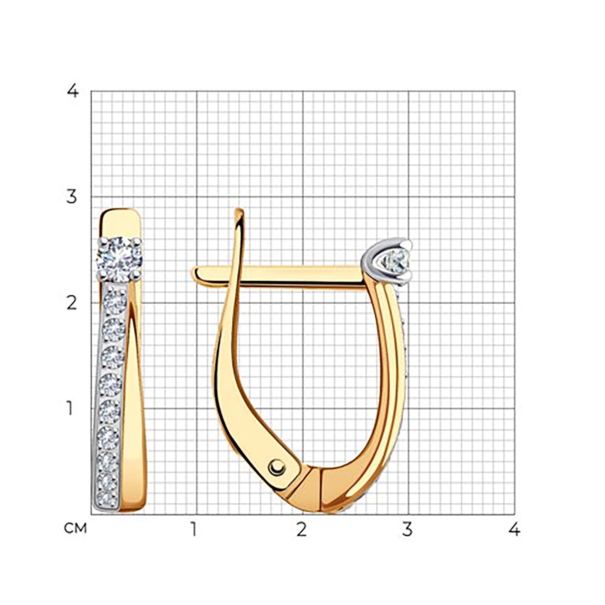 Серьги из золота 585 пробы с фианитом SOKOLOV 51-120-01978-1 Золото 585 пр.