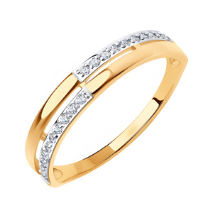 Кольцо из золота 585 пробы с фианитом SOKOLOV 018674