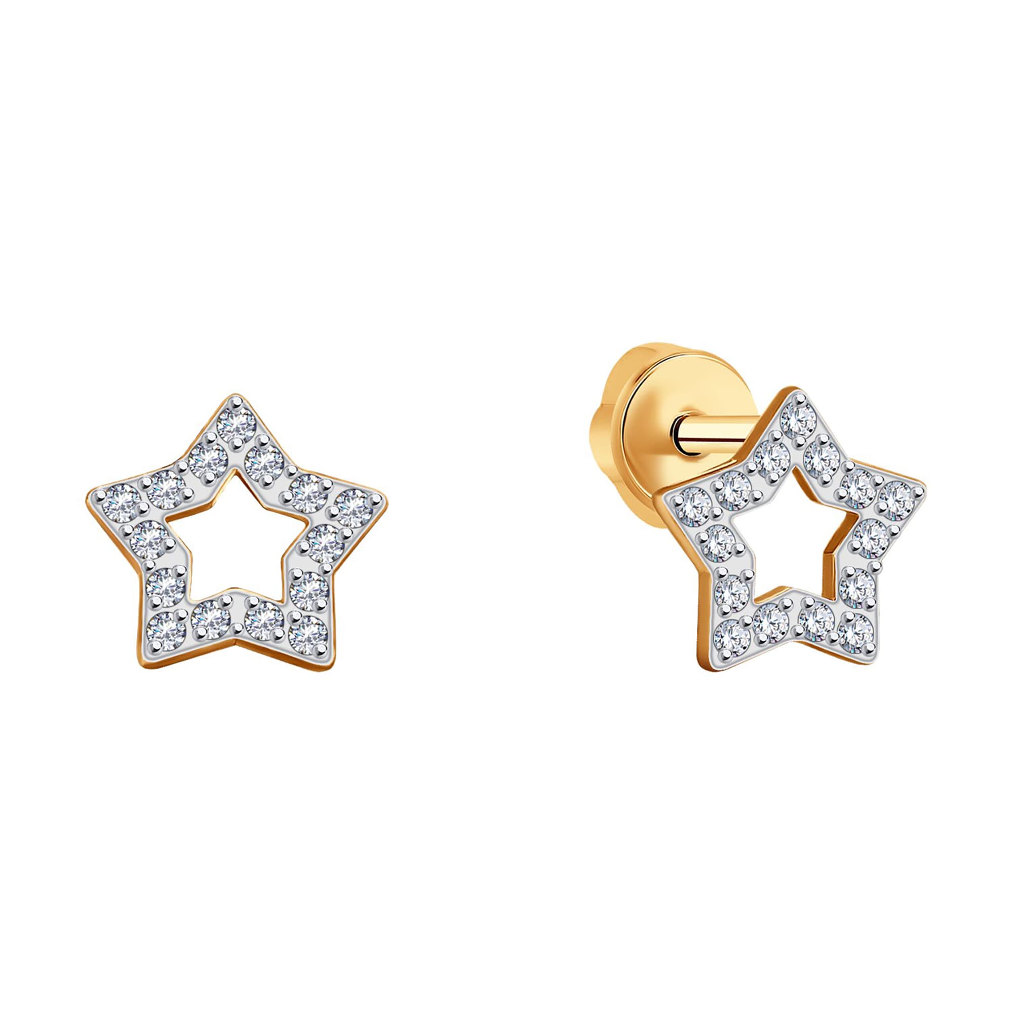 Серьги из золота 585 пробы с фианитом SOKOLOV 029930 