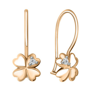 Серьги из золота 585 пробы с фианитом SANIS 01-217748