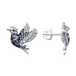 Серьги из серебра 925 пробы с фианитом SOKOLOV 94026447