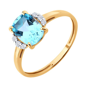 Кольцо из золота 585 пробы с топазом SOKOLOV 717176