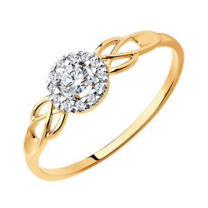 Кольцо из золота 585 пробы с фианитом SOKOLOV 019125