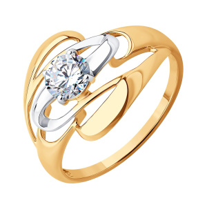 Кольцо из золота 585 пробы с фианитом SOKOLOV 019566