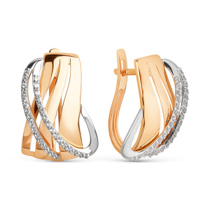 Серьги из золота 585 пробы с фианитом DINASTIA 023232-1102