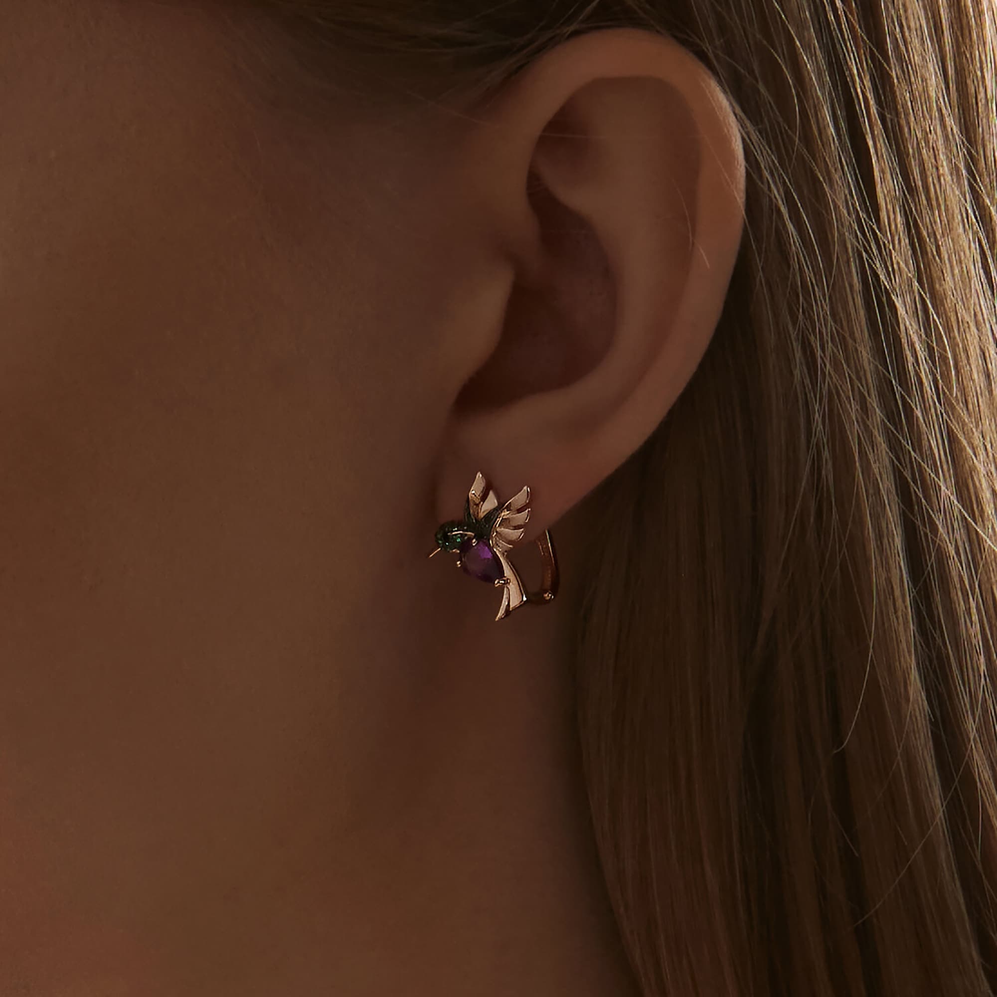 Серьги из золота 585 пробы с родолитом SOKOLOV 727787 Золото 585 пр.