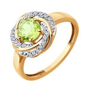 Кольцо из золота 585 пробы с хризолитом SOKOLOV 51-310-02281-3