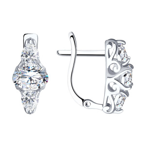 Серьги из серебра 925 пробы с фианитом SOKOLOV 94022296