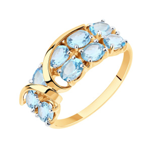 Кольцо из золота 585 пробы с топазом SOKOLOV 716052