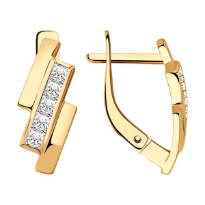 Серьги из золота 585 пробы с фианитом SOKOLOV 028758