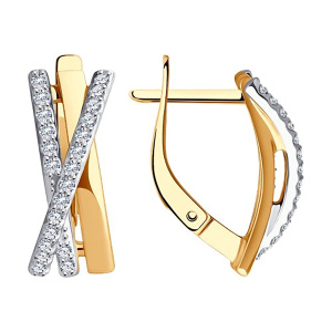 Серьги из золота 585 пробы с фианитом SOKOLOV 51-120-02161-1