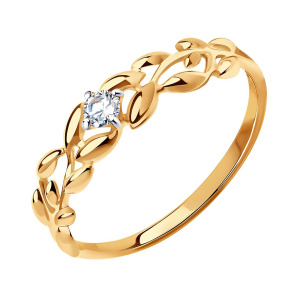 Кольцо из золота 585 пробы с фианитом SOKOLOV 017237