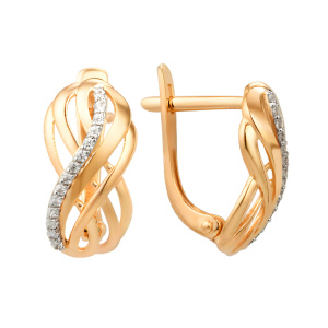 Серьги из золота 585 пробы с фианитом DINASTIA 001932-1102
