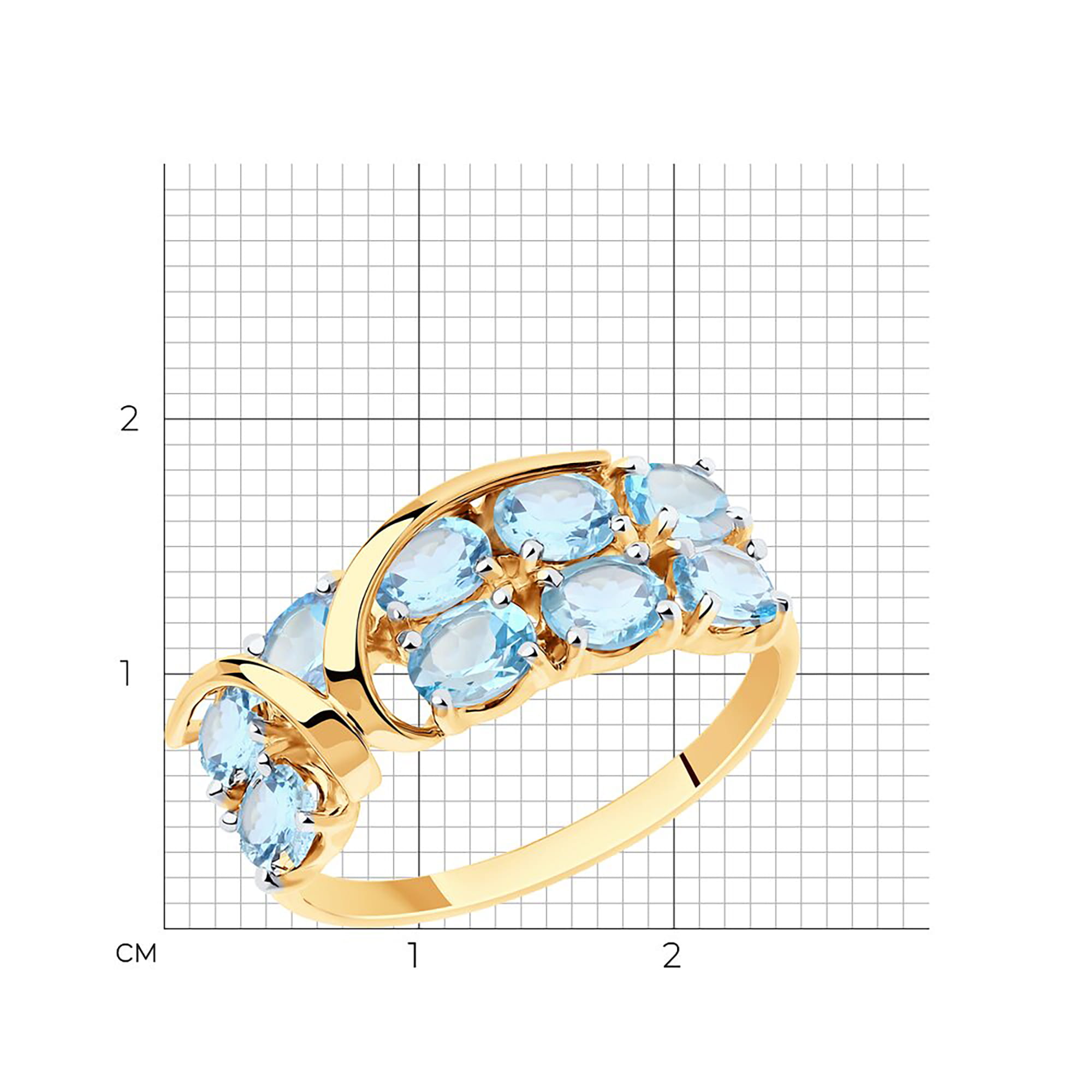 Кольцо из золота 585 пробы с топазом SOKOLOV 716052 Золото 585 пр.