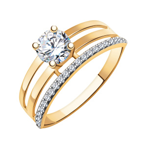 Кольцо из золота 585 пробы с фианитом ATOLL 10721