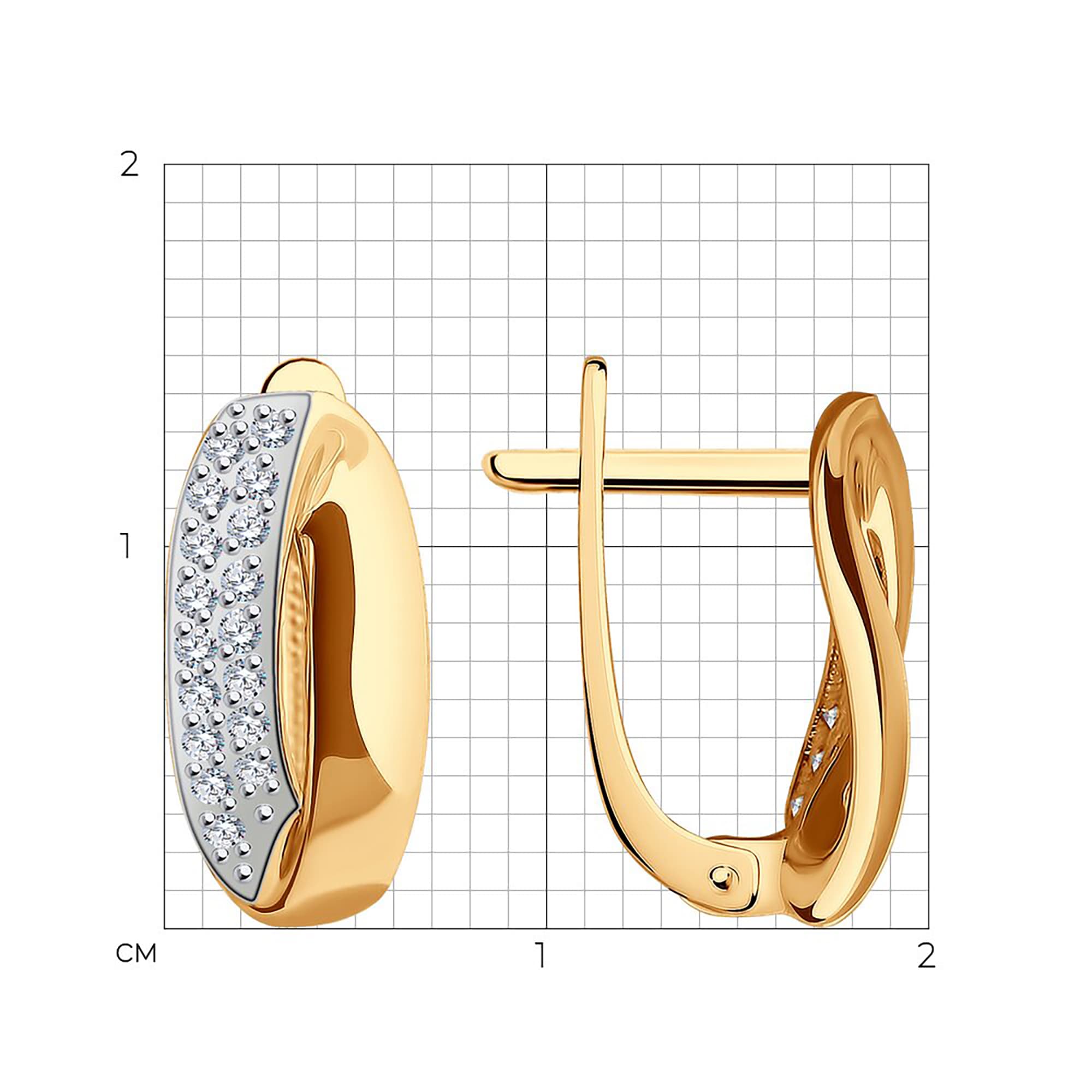 Серьги из золота 585 пробы с фианитом SOKOLOV 0200112 Золото 585 пр.