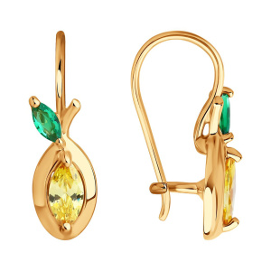 Серьги из золота 585 пробы с фианитом SOKOLOV 51-120-02857-1