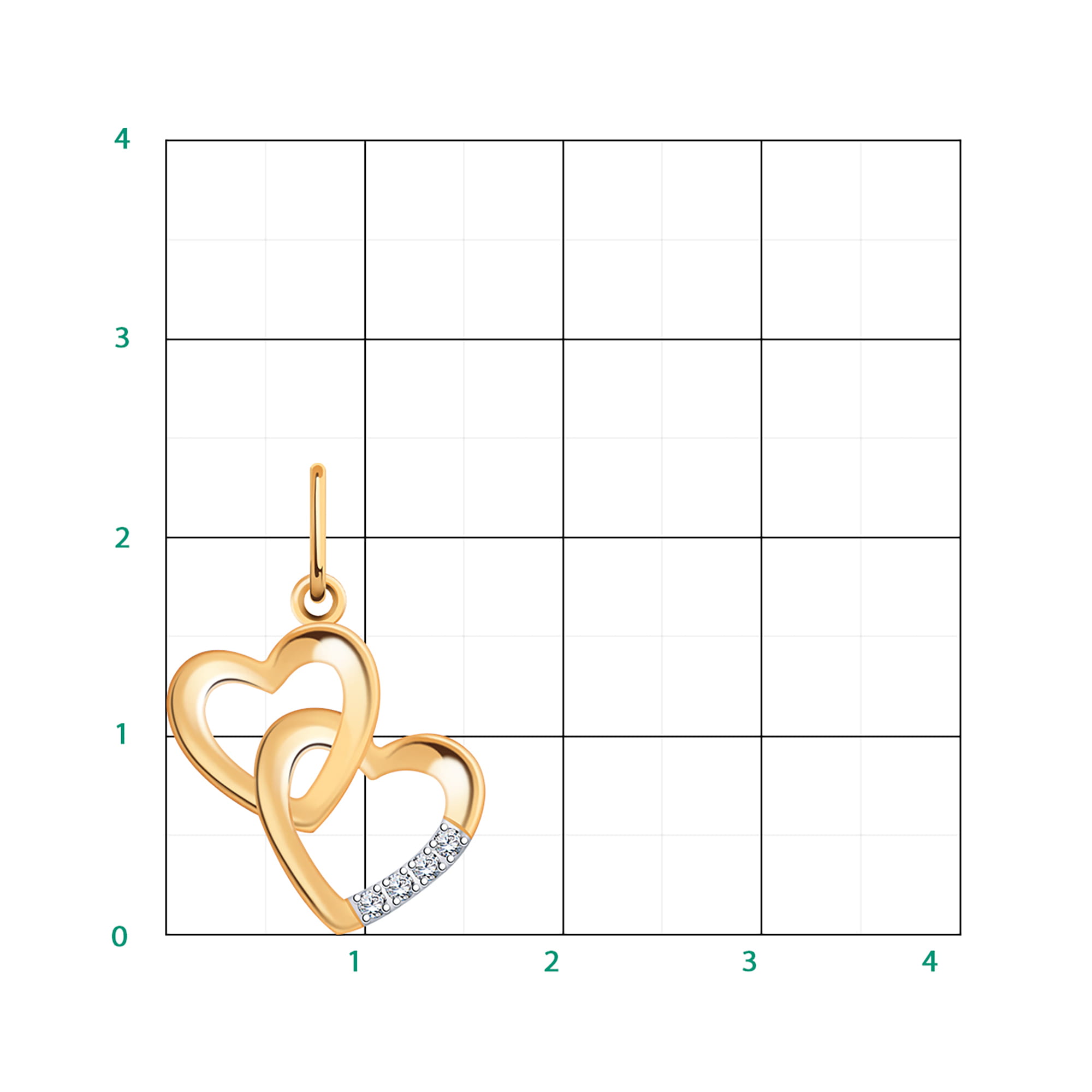 Кулон из золота 585 пробы с фианитом ATOLL 50355 Золото 585 пр.