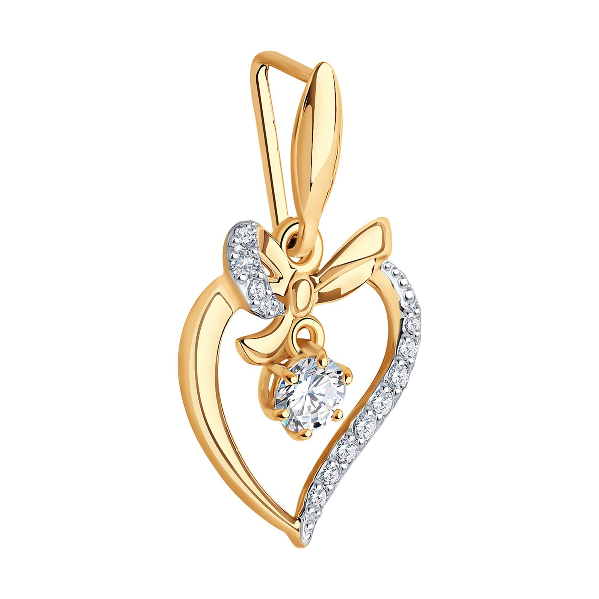 Кулон из золота 585 пробы с фианитом SOKOLOV 034797 Золото 585 пр.