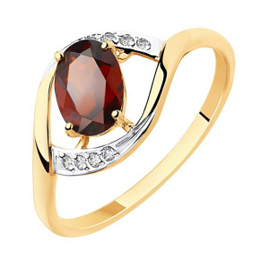 Кольцо из золота 585 пробы с гранатом SOKOLOV 51-310-00223-2