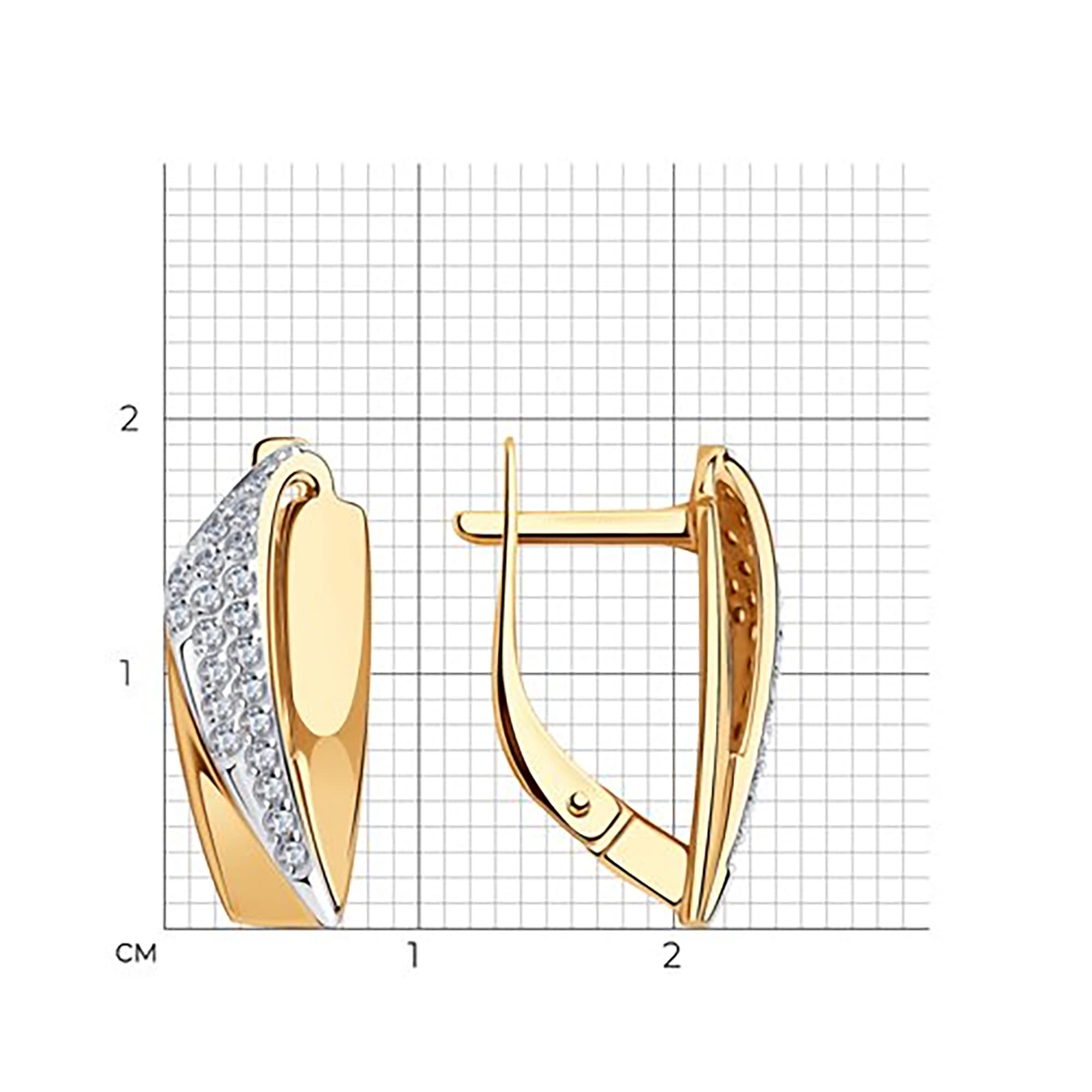 Серьги из золота 585 пробы с фианитом SOKOLOV 51-120-00956-1 Золото 585 пр.
