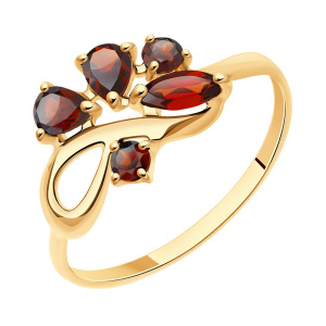 Кольцо из золота 585 пробы с гранатом SOKOLOV 714609