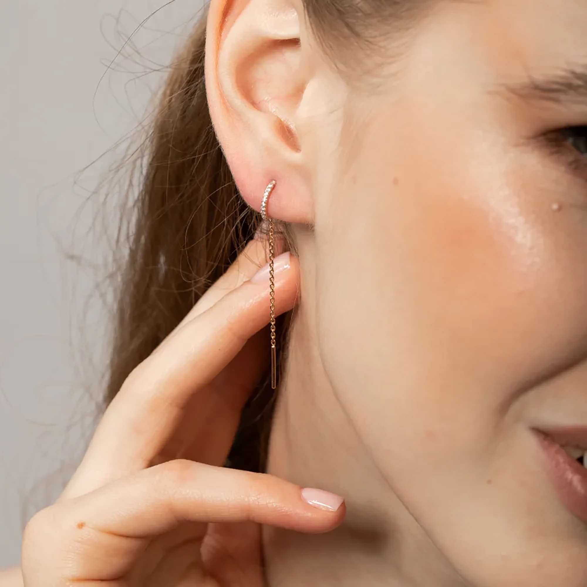 Серьги из золота 585 пробы с фианитом SANIS 01-215434 Золото 585 пр.