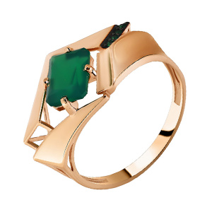 Кольцо из золота 585 пробы с агатом АЛЕКСАНДРА ЮЗ кл4073-12-01