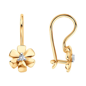 Серьги из золота 585 пробы с фианитом SOKOLOV 51-120-02863-1