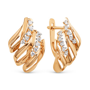 Серьги из золота 585 пробы с фианитом DINASTIA 028262-1102