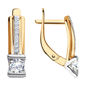 Серьги из золота 585 пробы с фианитом SOKOLOV 028404